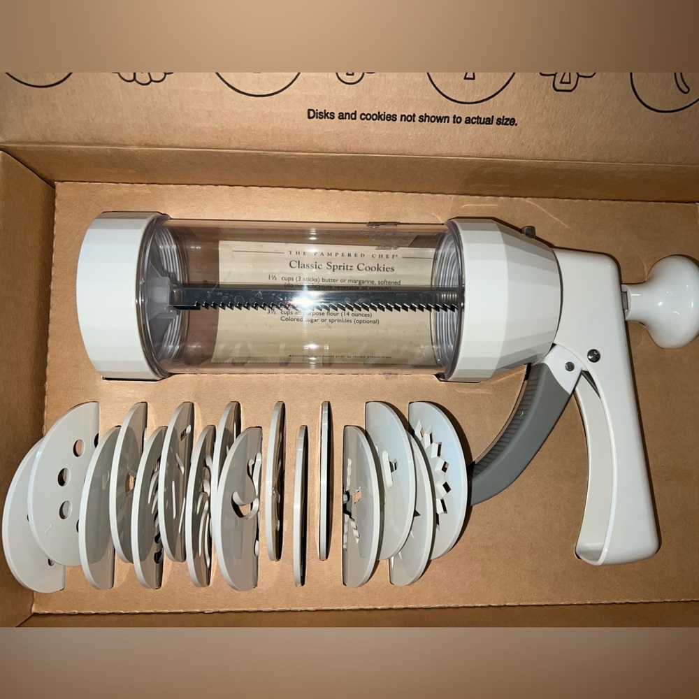 The Pampered Chef Cookie Press 1525 Disks Manual Complete